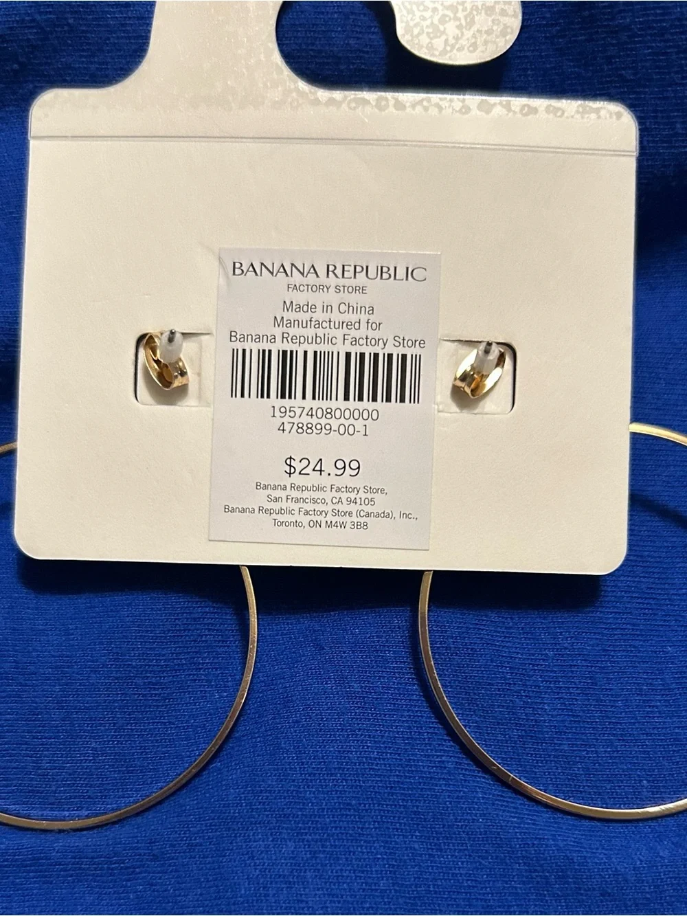 2 pairs of new long hoop shaped pierced earrings NWT